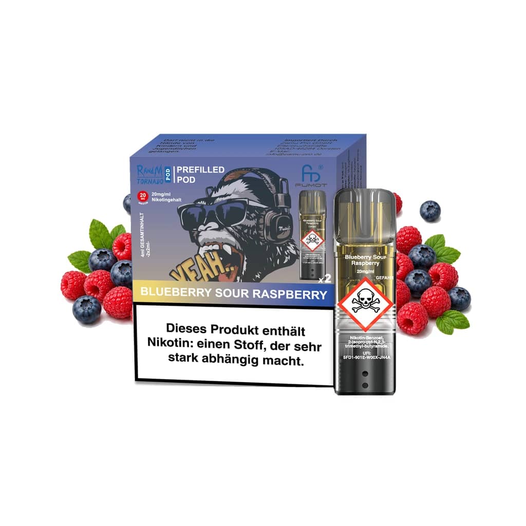 Fumot RandM Tornado Prefilled Pods 2x2 ml - Blueberry Sour Raspberry - 20 mg/ml