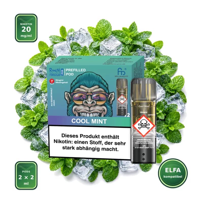 Fumot RandM Tornado Prefilled Pods 2x2 ml - Cool Mint - 20 mg/ml