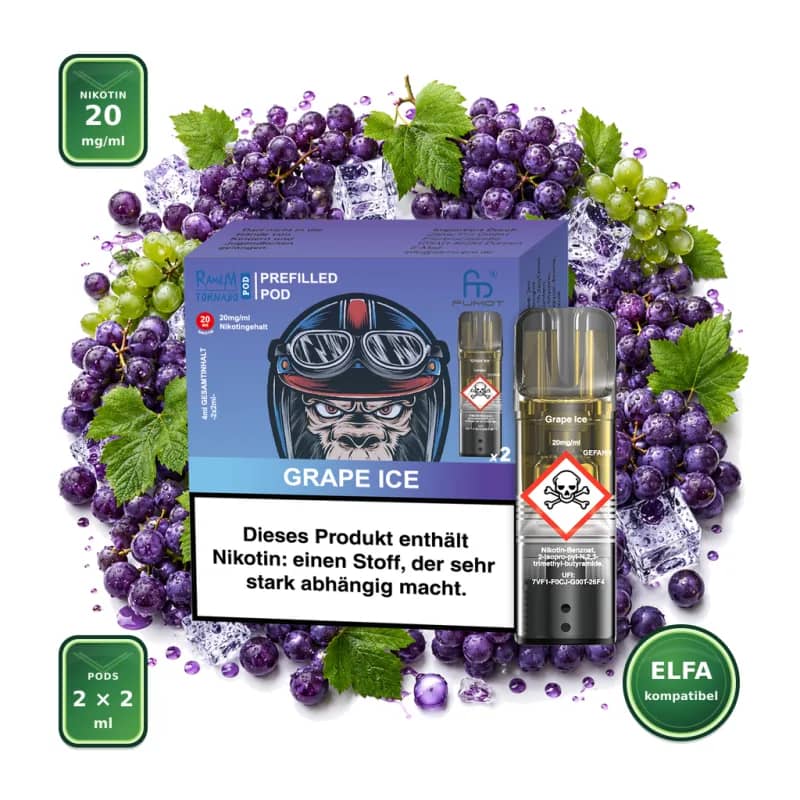 Fumot RandM Tornado Prefilled Pods 2x2 ml - Grape Ice - 20 mg/ml