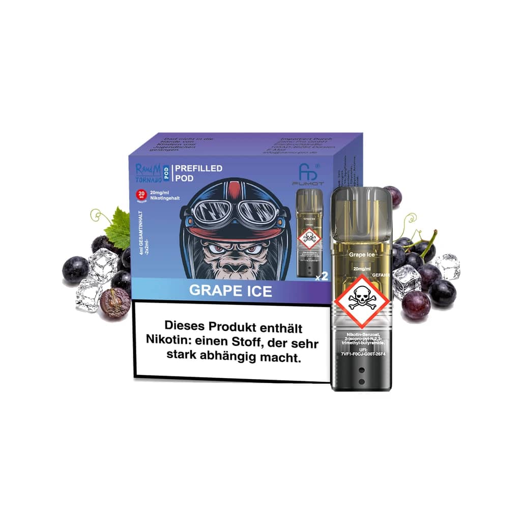 Fumot RandM Tornado Prefilled Pods 2x2 ml - Grape Ice - 20 mg/ml