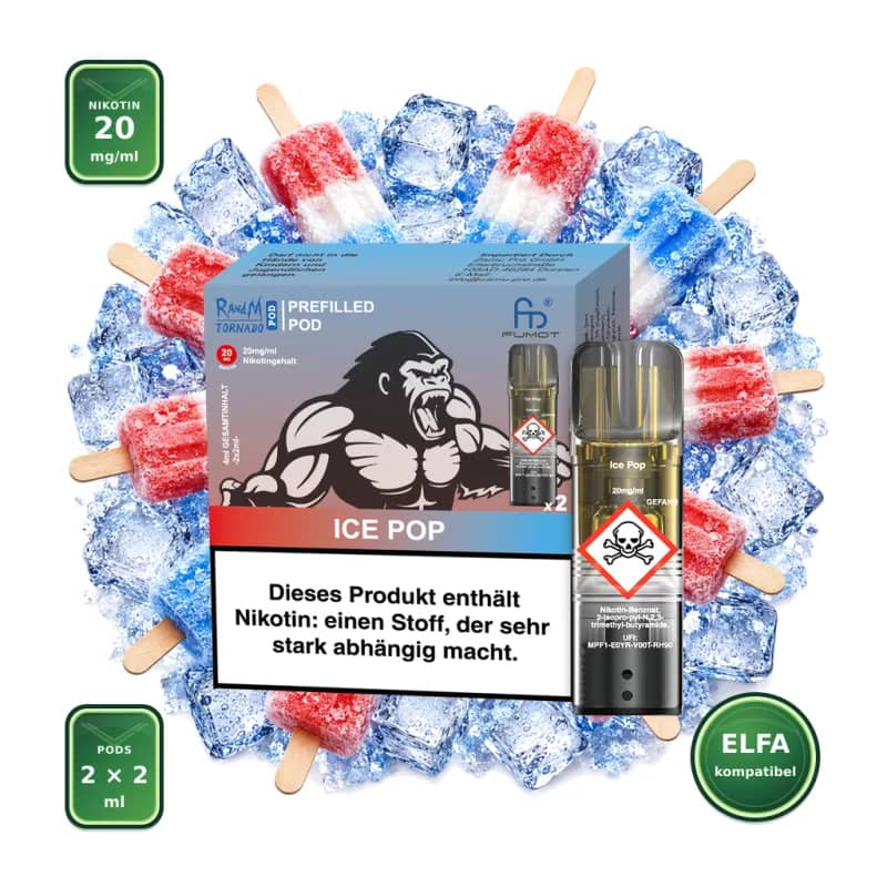 Fumot RandM Tornado Prefilled Pods 2x2 ml - Ice Pop - 20 mg/ml