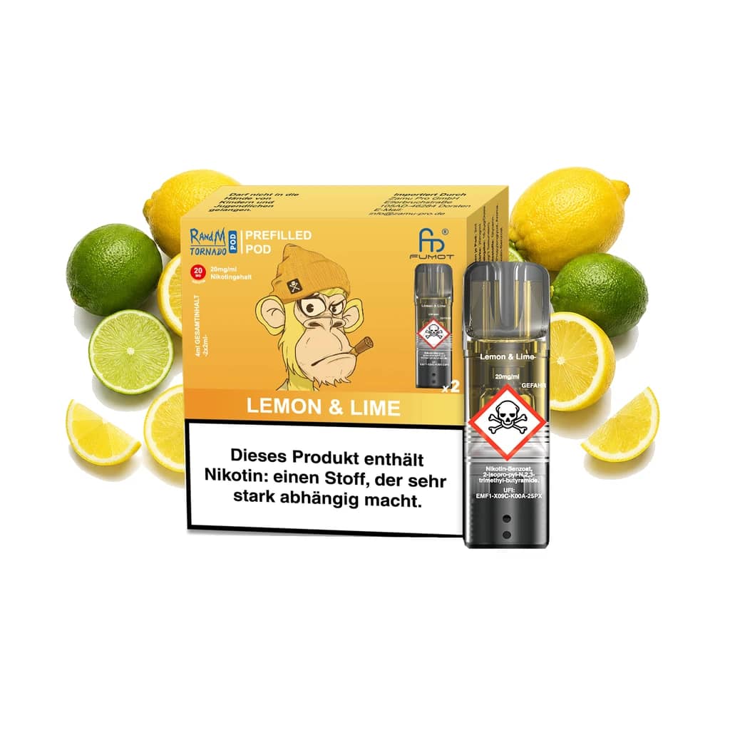 Fumot RandM Tornado Prefilled Pods 2x2 ml - Lemon Lime - 20 mg/ml