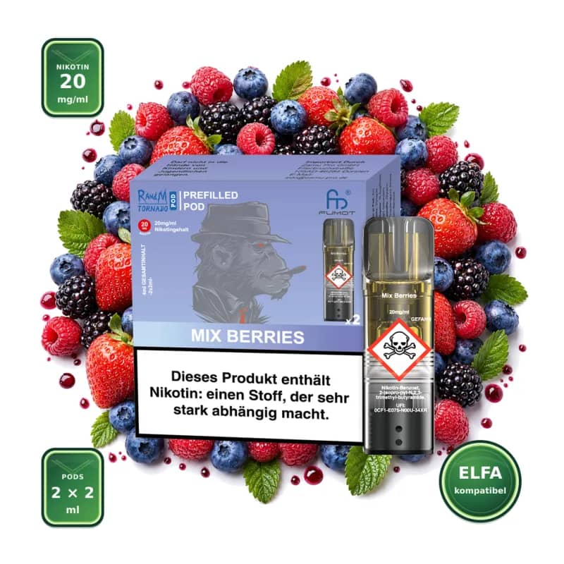 Fumot RandM Tornado Prefilled Pods 2x2 ml - Mix Berries - 20 mg/ml