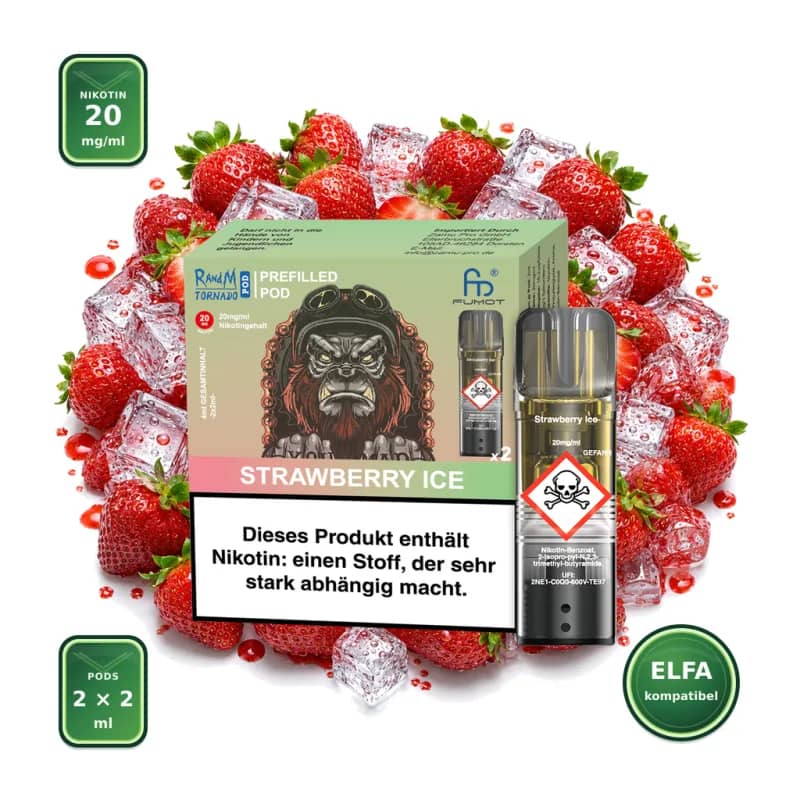 Fumot RandM Tornado Prefilled Pods 2x2 ml - Strawberry Ice - 20 mg/ml