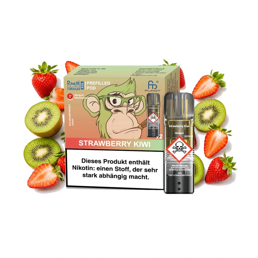 Fumot RandM Tornado Prefilled Pods 2x2 ml - Strawberry Kiwi - 20 mg/ml