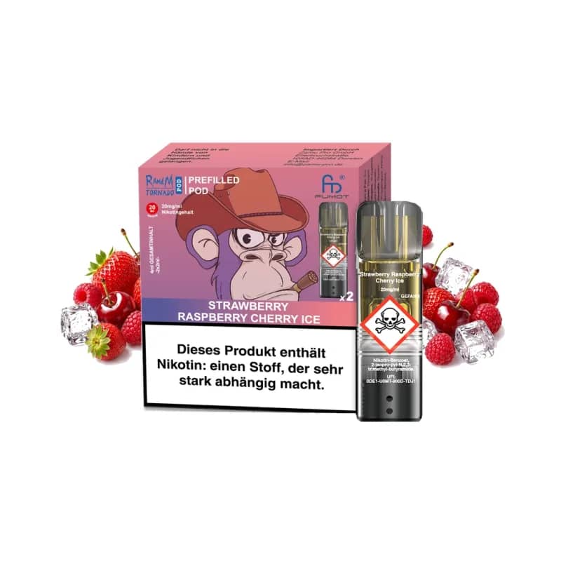 Fumot RandM Tornado Prefilled Pods 2x2 ml - Strawberry Raspberry Cherry Ice - 20 mg/ml