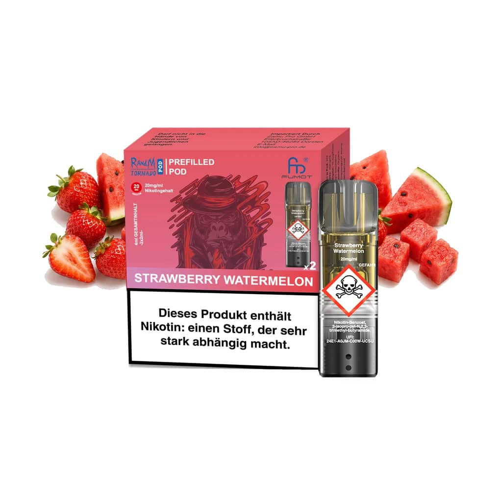 Fumot RandM Tornado Prefilled Pods 2x2 ml - Strawberry Watermelon - 20 mg/ml