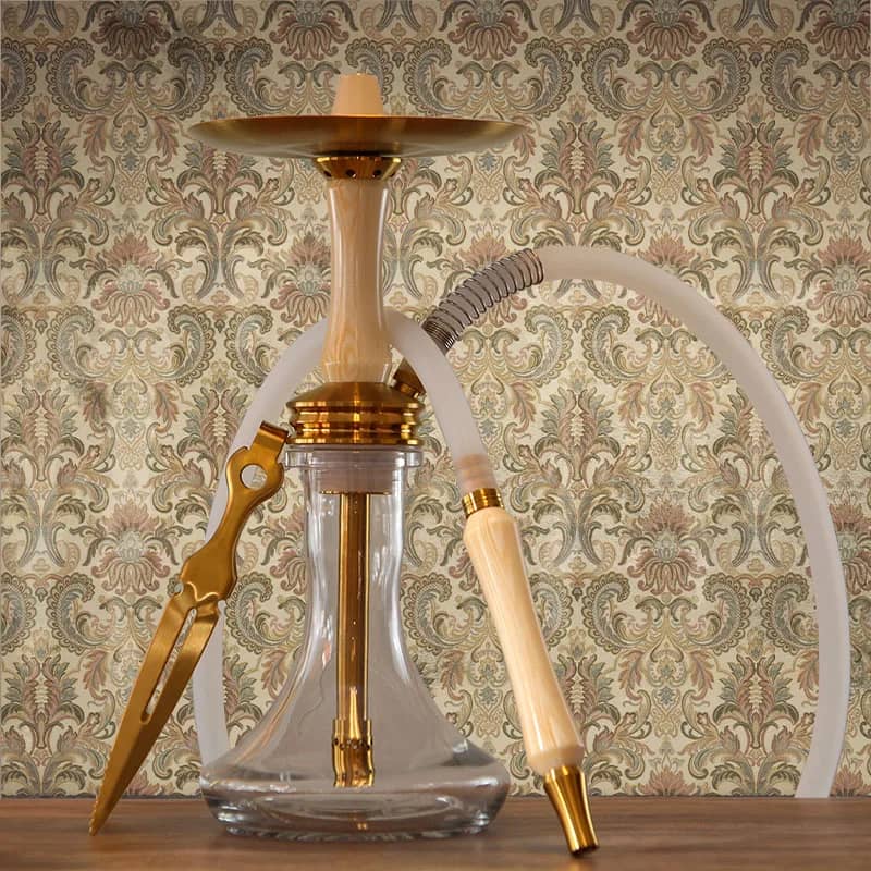 Ocean Hookah Kaif S (Small) - Gold White Wood