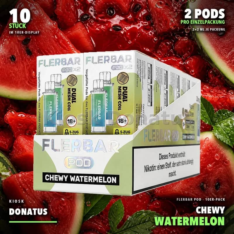 10er Pack - Flerbar Pods – Chewy Watermelon