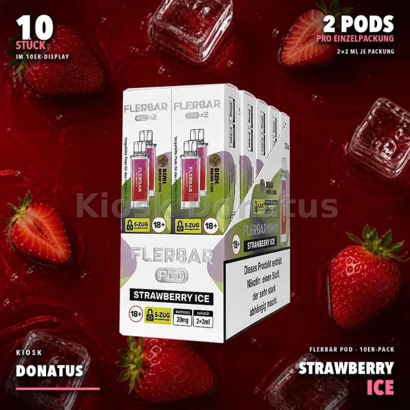 10er Pack - Flerbar Pods – Strawberry Ice