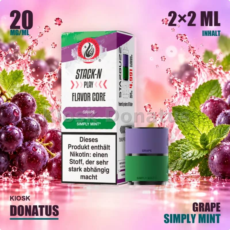 Starbuzz Stack-N Play Flavor Core Duo Pods Grape + Simply Mint 20mg, 2x2ml