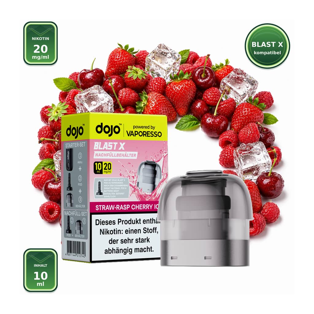 Vaporesso DOJO Blast X Straw-Rasp Cherry Ice 20 mg – 10 ml