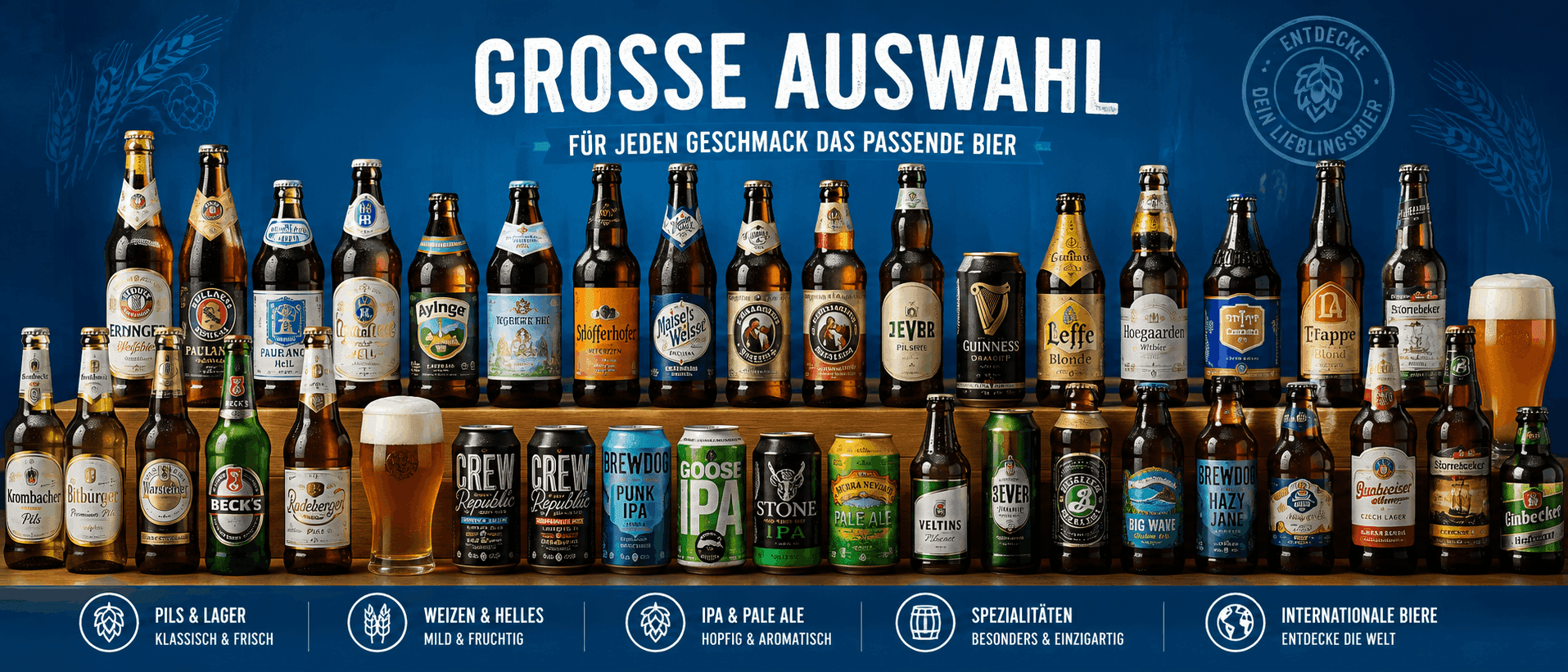 Bier online kaufen – Große Auswahl an Bieren