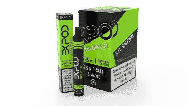 EXVAPE EXPOD Einweg E-Shisha Green Apple Ice 500 Züge