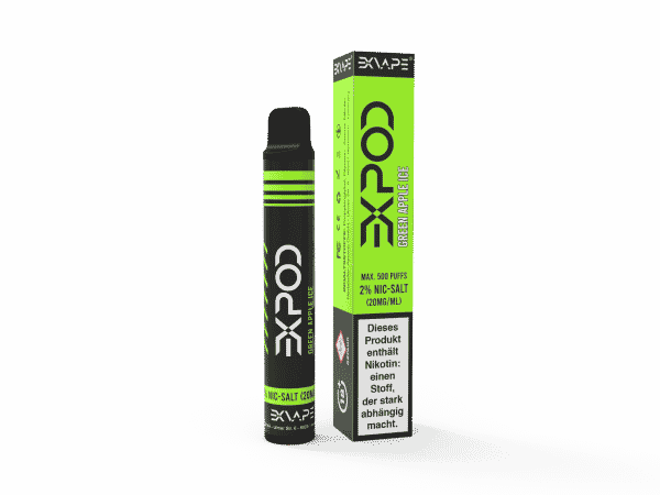 EXVAPE EXPOD Einweg E-Shisha Green Apple Ice 500 Züge