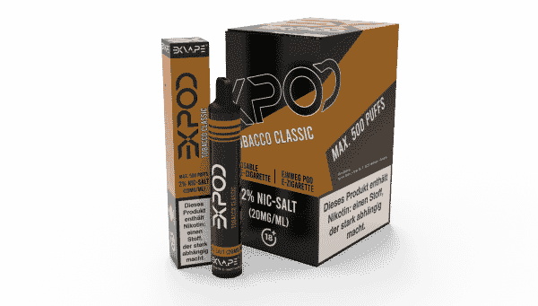 EXVAPE EXPOD Einweg E-Shisha Tobacco Classic 500 Züge