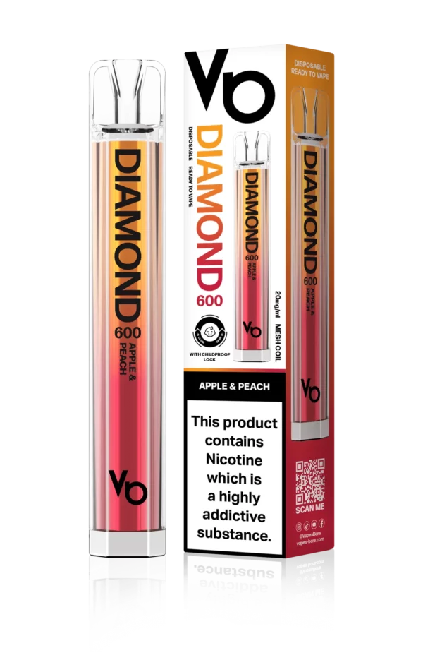 Vapes Bars Diamond 600 – Einweg E-Shisha 600 Züge - Apple Peach