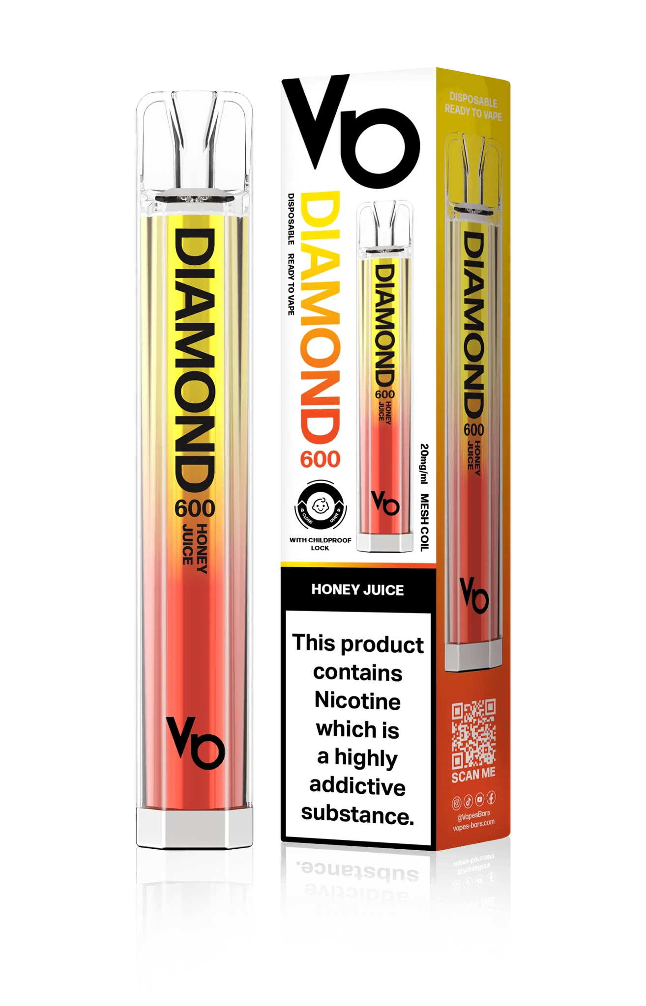 Vapes Bars Diamond 600 – Einweg E-Shisha 600 Züge - Honey Juice