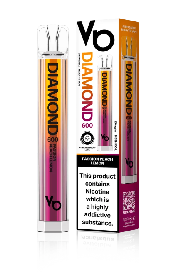 Vapes Bars Diamond 600 – Einweg E-Shisha 600 Züge - Passion Peach Lemon