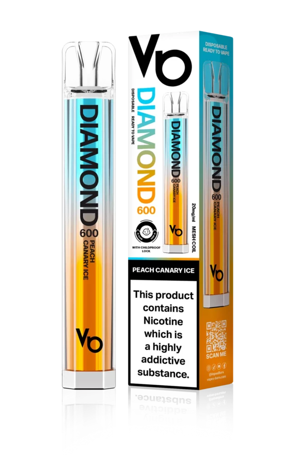 Vapes Bars Diamond 600 – Einweg E-Shisha 600 Züge - Peach Canary Ice