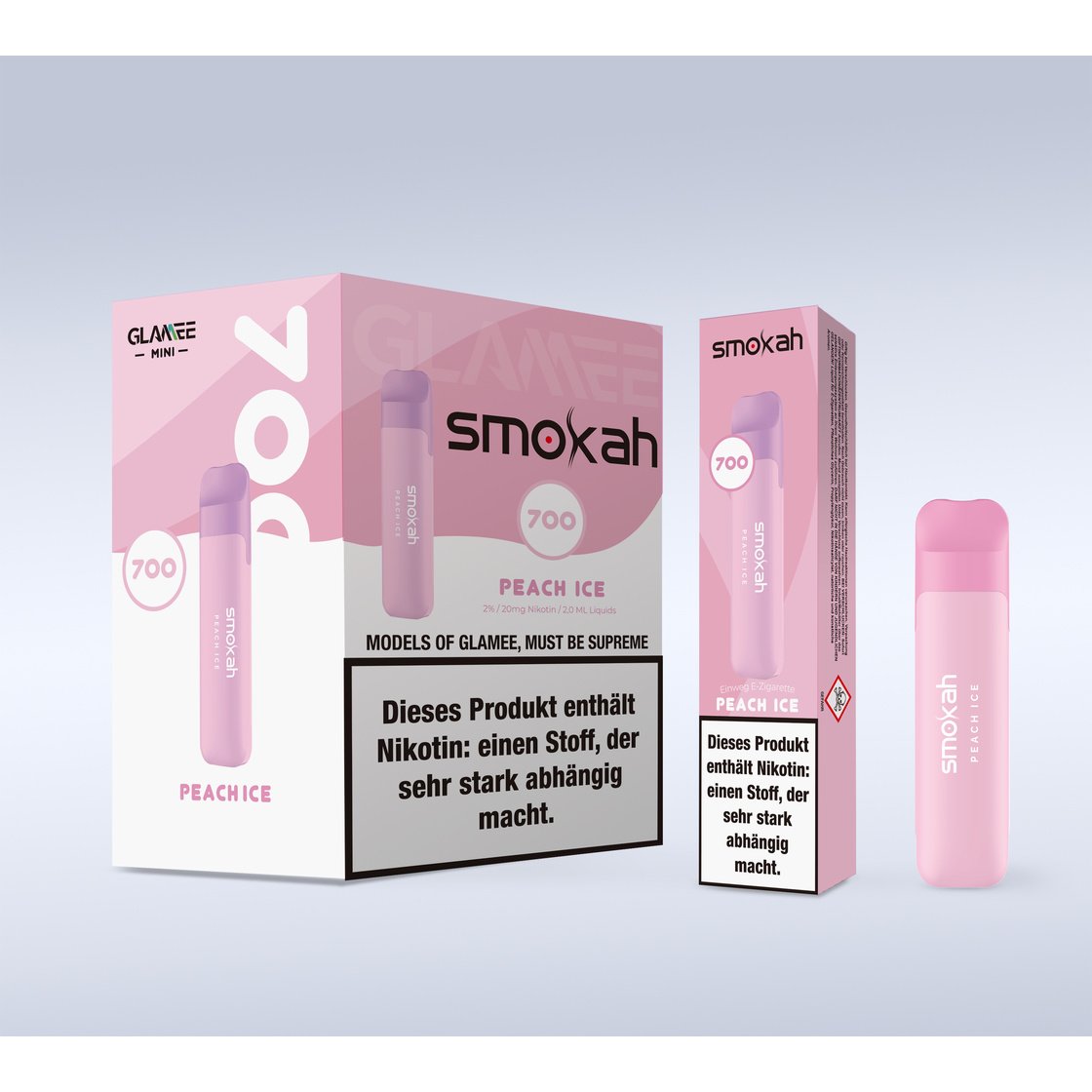 Smokah Glamee – Einweg E-Shisha 600 Züge - Peach Ice